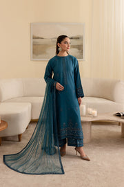 Aquamarine 3Pc - Embroidered Cotton Dress