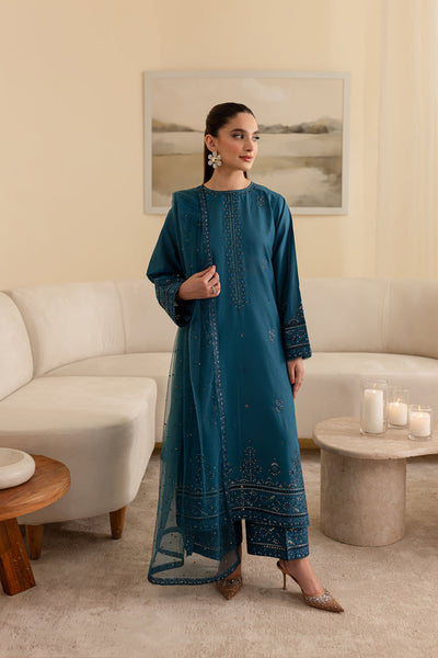 Aquamarine 3Pc - Embroidered Cotton Dress