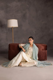 Creamy 3pc - Embroidered Khaddar Pret
