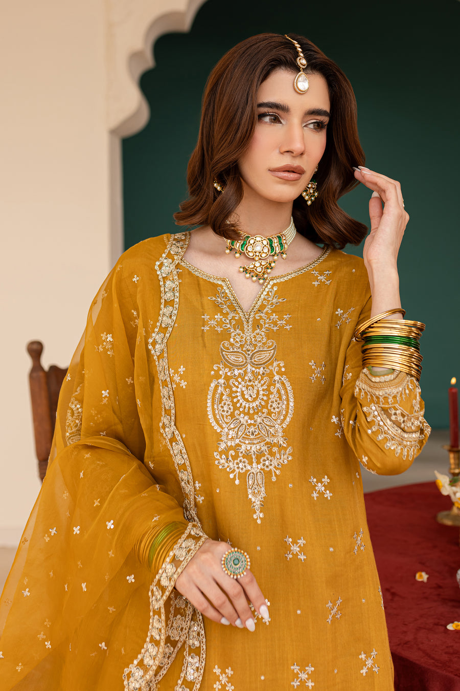 Sona 3Pc - Embroidered khaddar Dress