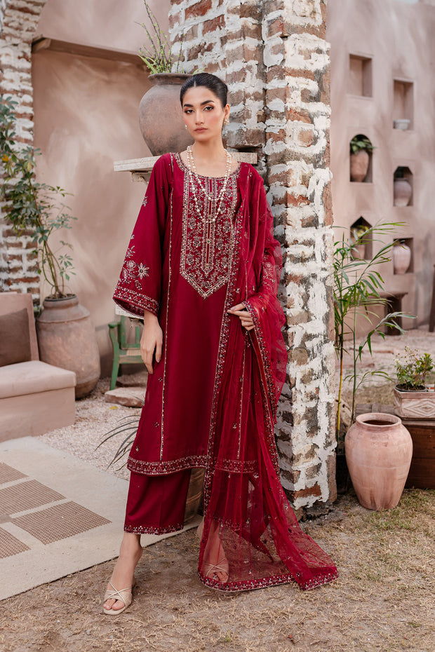 Fiona 3Pc - Embroidered Lawn Dress