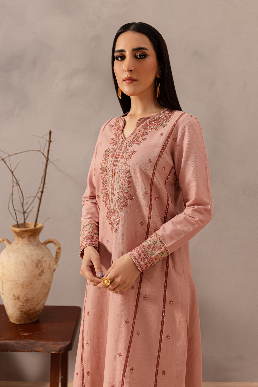 Flamingo 2Pc - Embroidered khaddar Dress