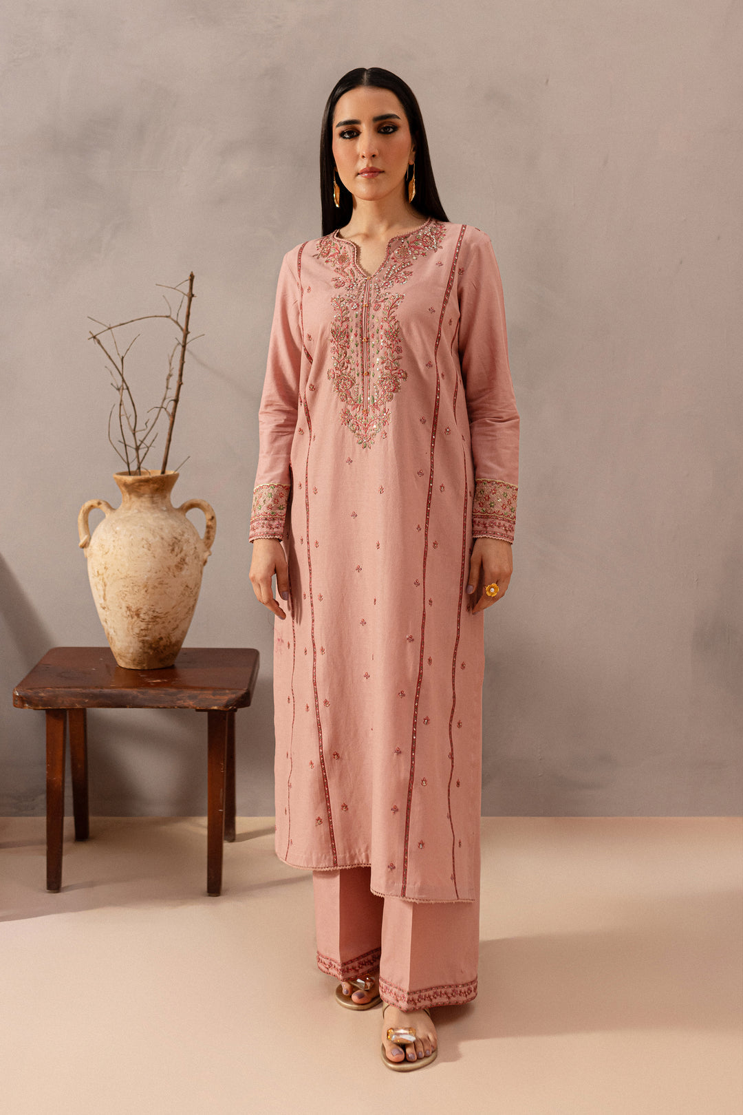 Flamingo 2Pc - Embroidered khaddar Dress
