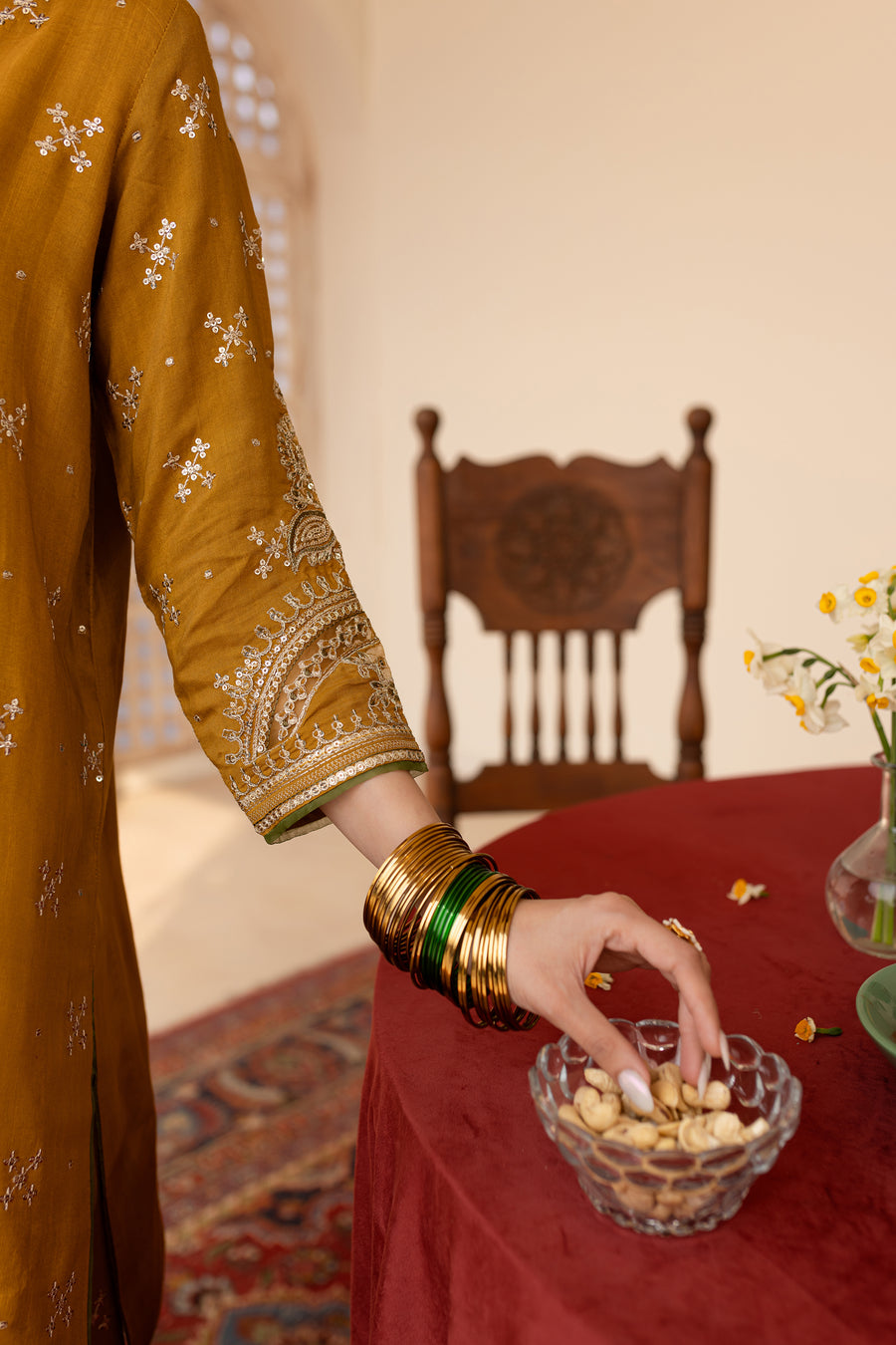 Sona 3Pc - Embroidered khaddar Dress