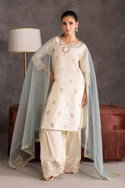 Creamy 3pc - Embroidered Khaddar Pret