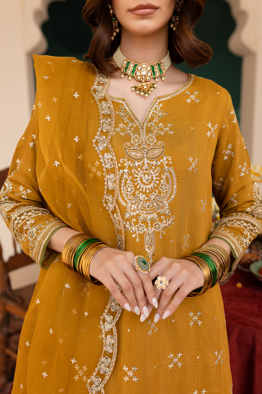 Sona 3Pc - Embroidered khaddar Dress