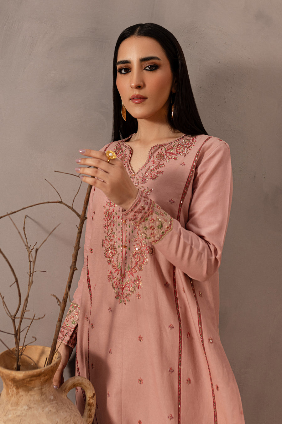 Flamingo 2Pc - Embroidered khaddar Dress
