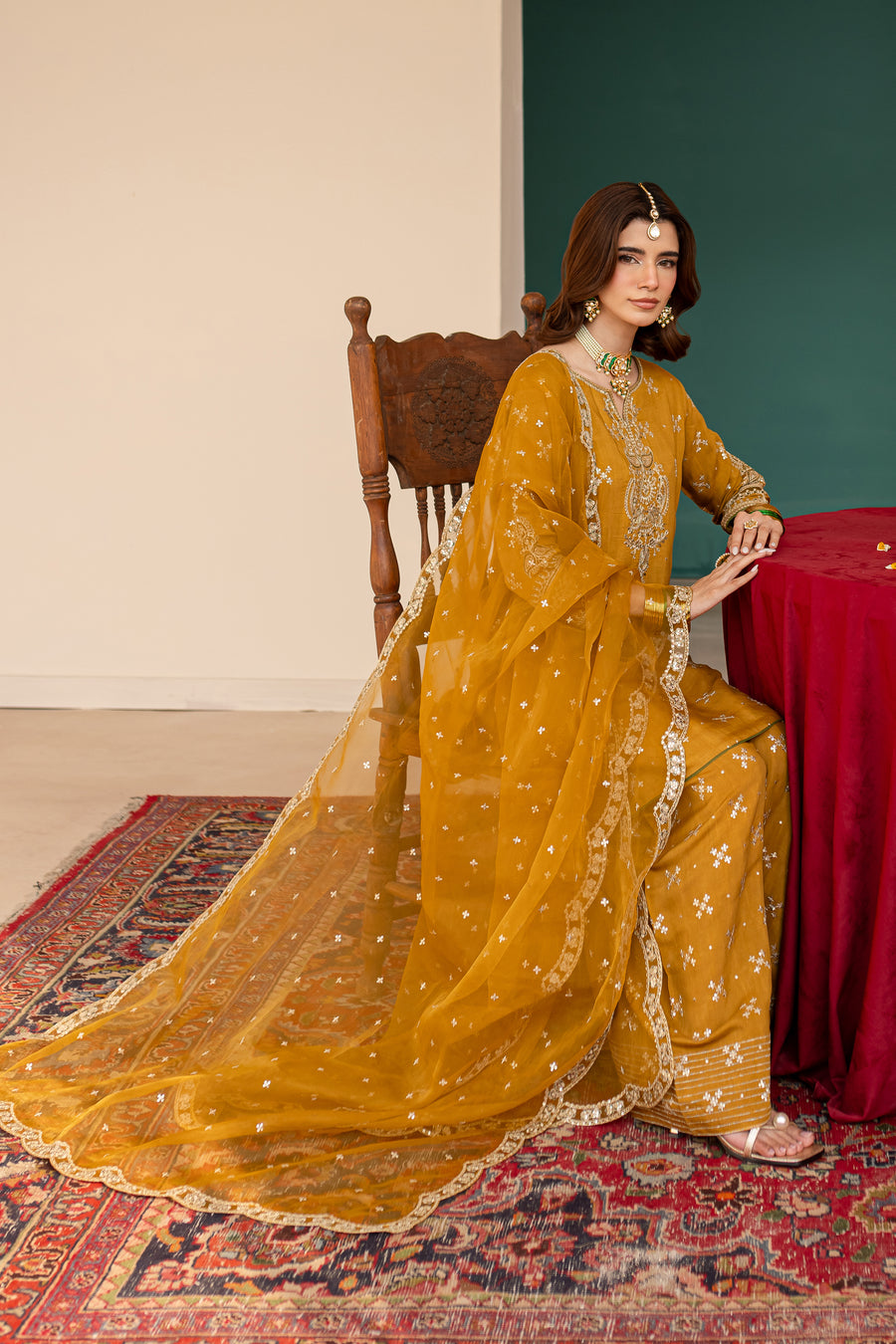 Sona 3Pc - Embroidered khaddar Dress