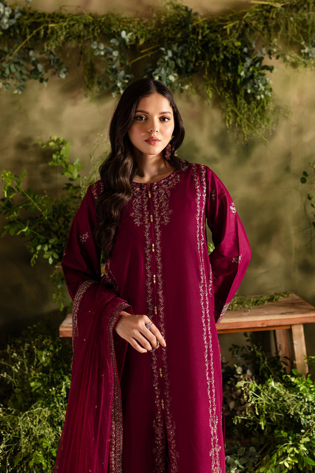 Jugnu 3Pc - Embroidered Khaddar Dress