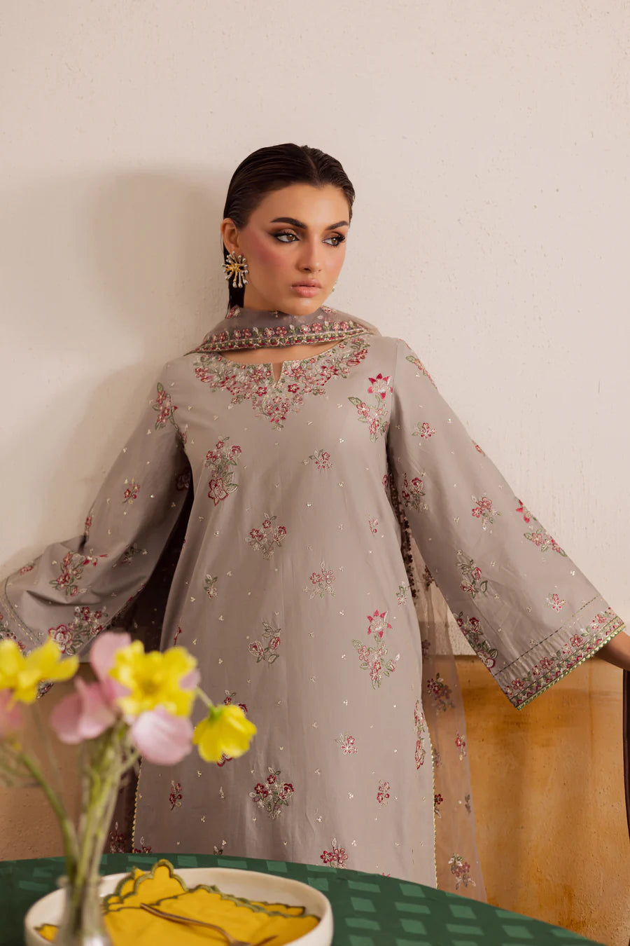 Diara 3Pc - Embroidered khaddar Pret