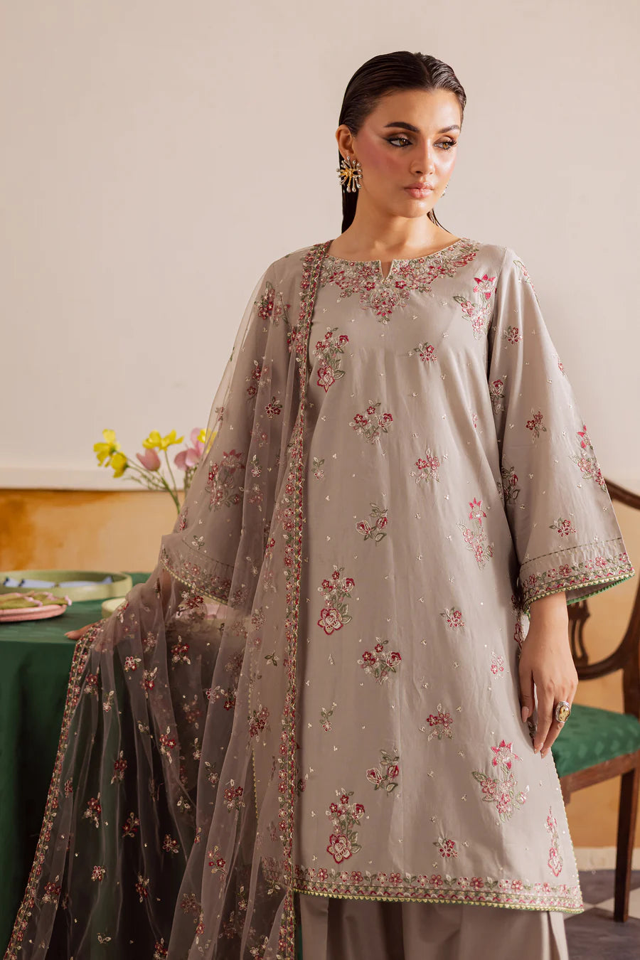 Diara 3Pc - Embroidered khaddar Pret