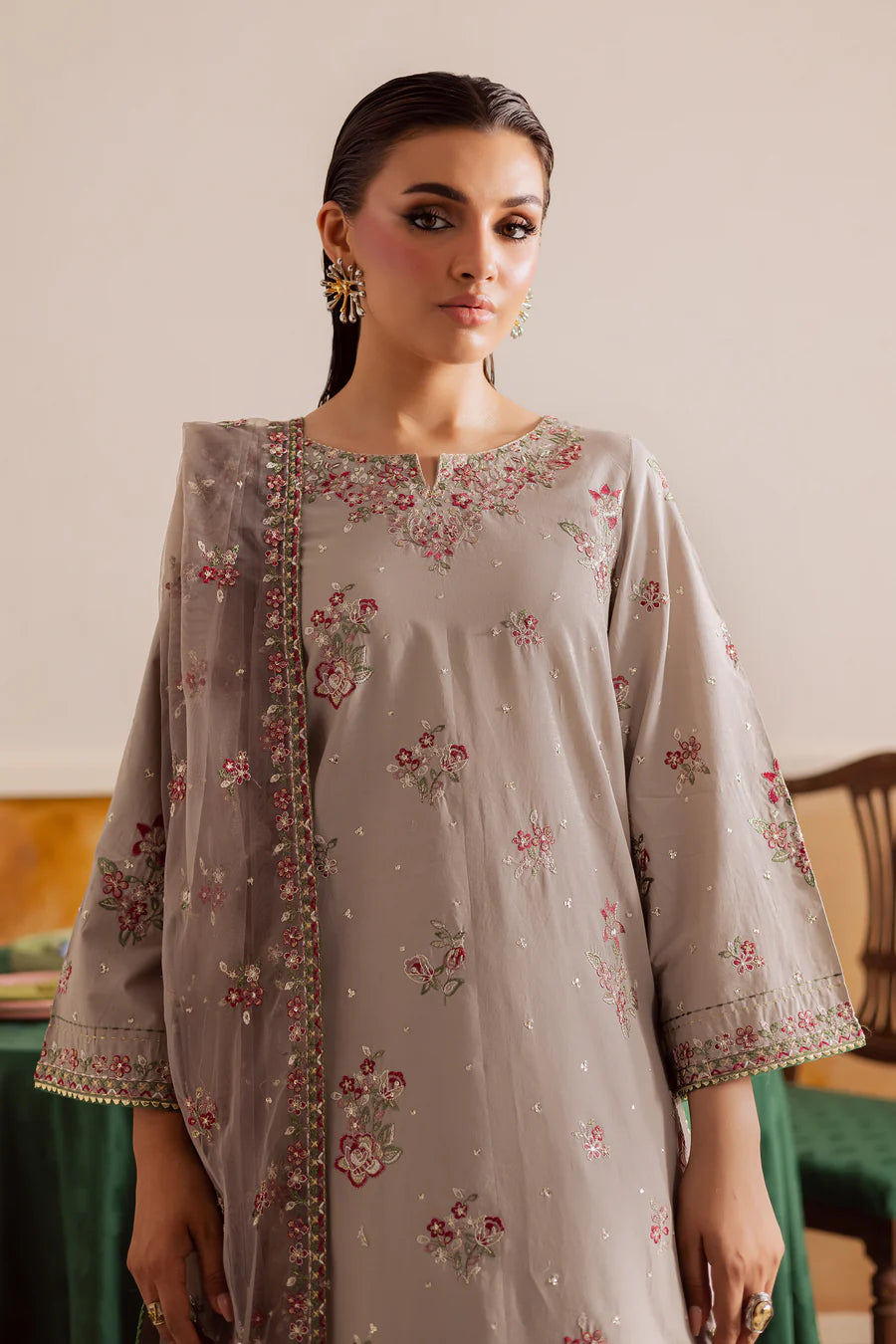 Diara 3Pc - Embroidered khaddar Pret
