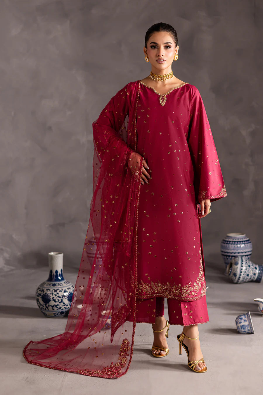 Nimbus 3pc - Embroidered khaddar Dress