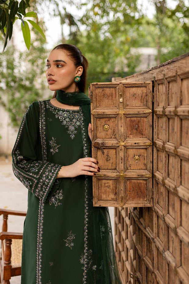 Ever Green 3Pc - Embroidered Lawn Dress
