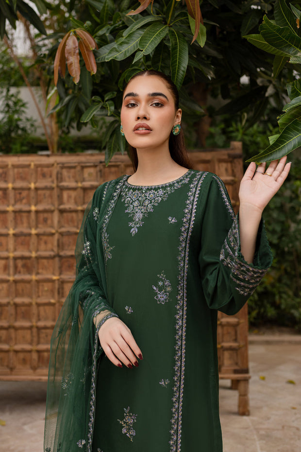 Ever Green 3Pc - Embroidered Lawn Dress