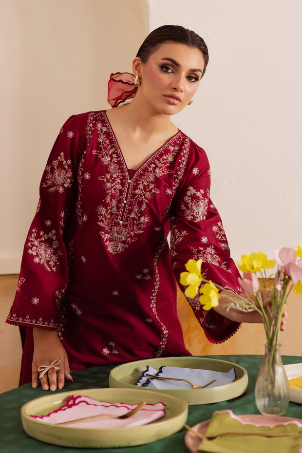 Crimson Haze 2Pc - Embroidered khaddar Pret
