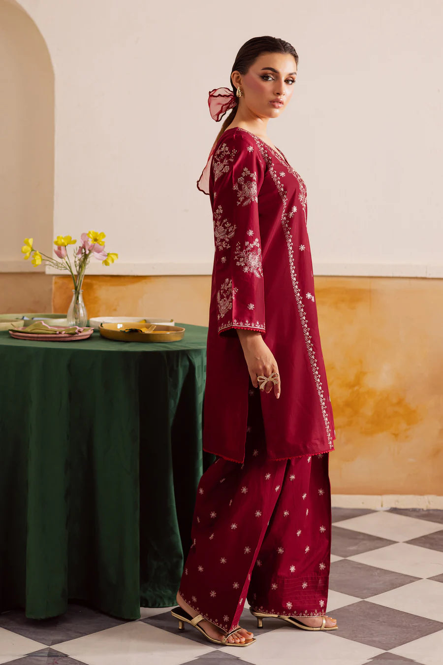 Crimson Haze 2Pc - Embroidered khaddar Pret