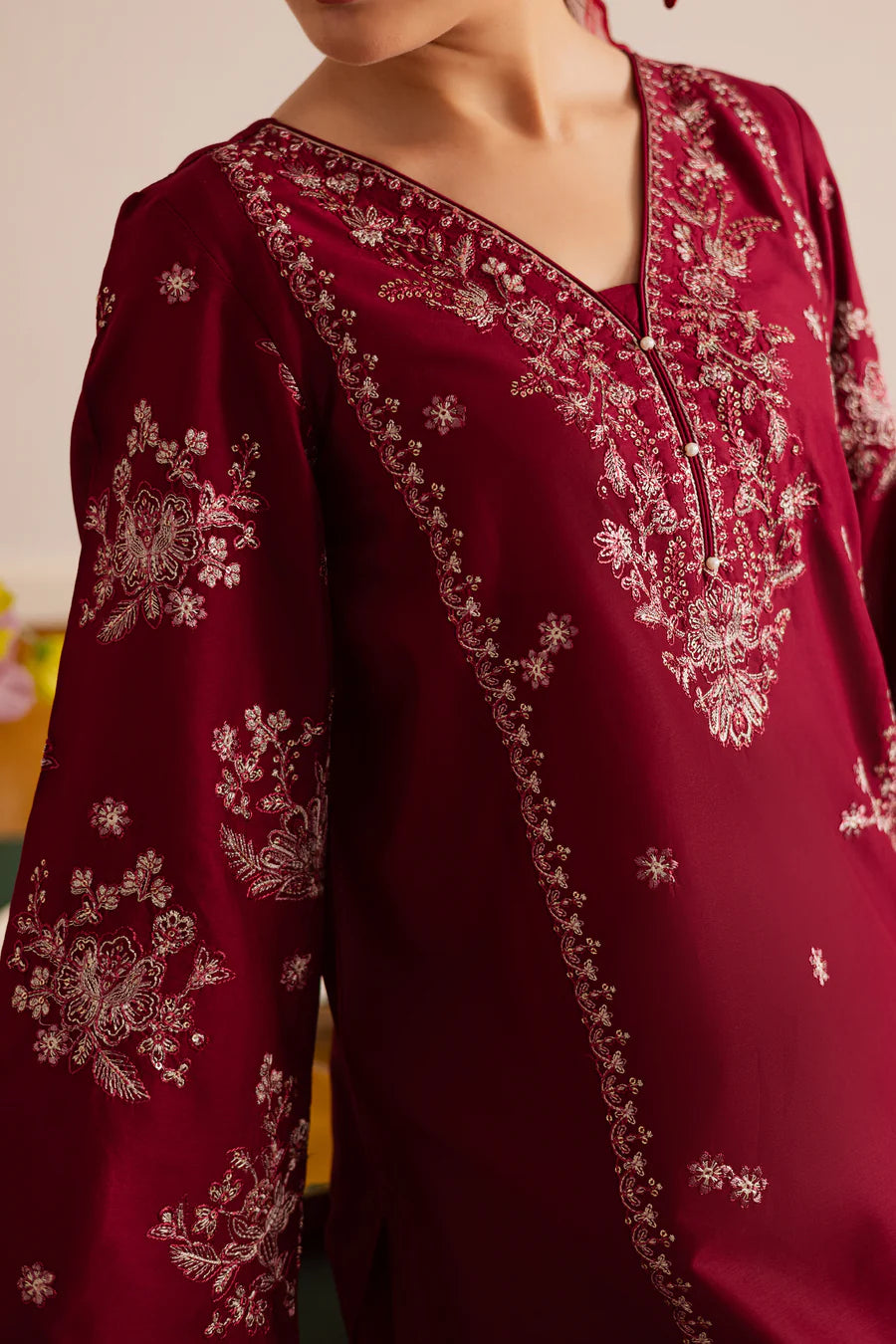 Crimson Haze 2Pc - Embroidered khaddar Pret