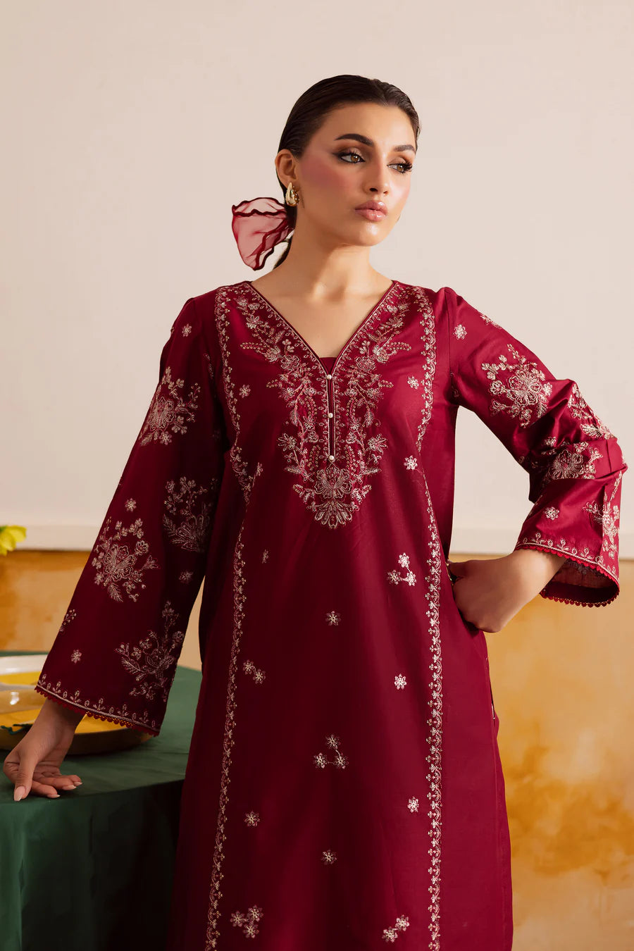 Crimson Haze 2Pc - Embroidered khaddar Pret