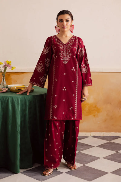 Crimson Haze 2Pc - Embroidered khaddar Pret