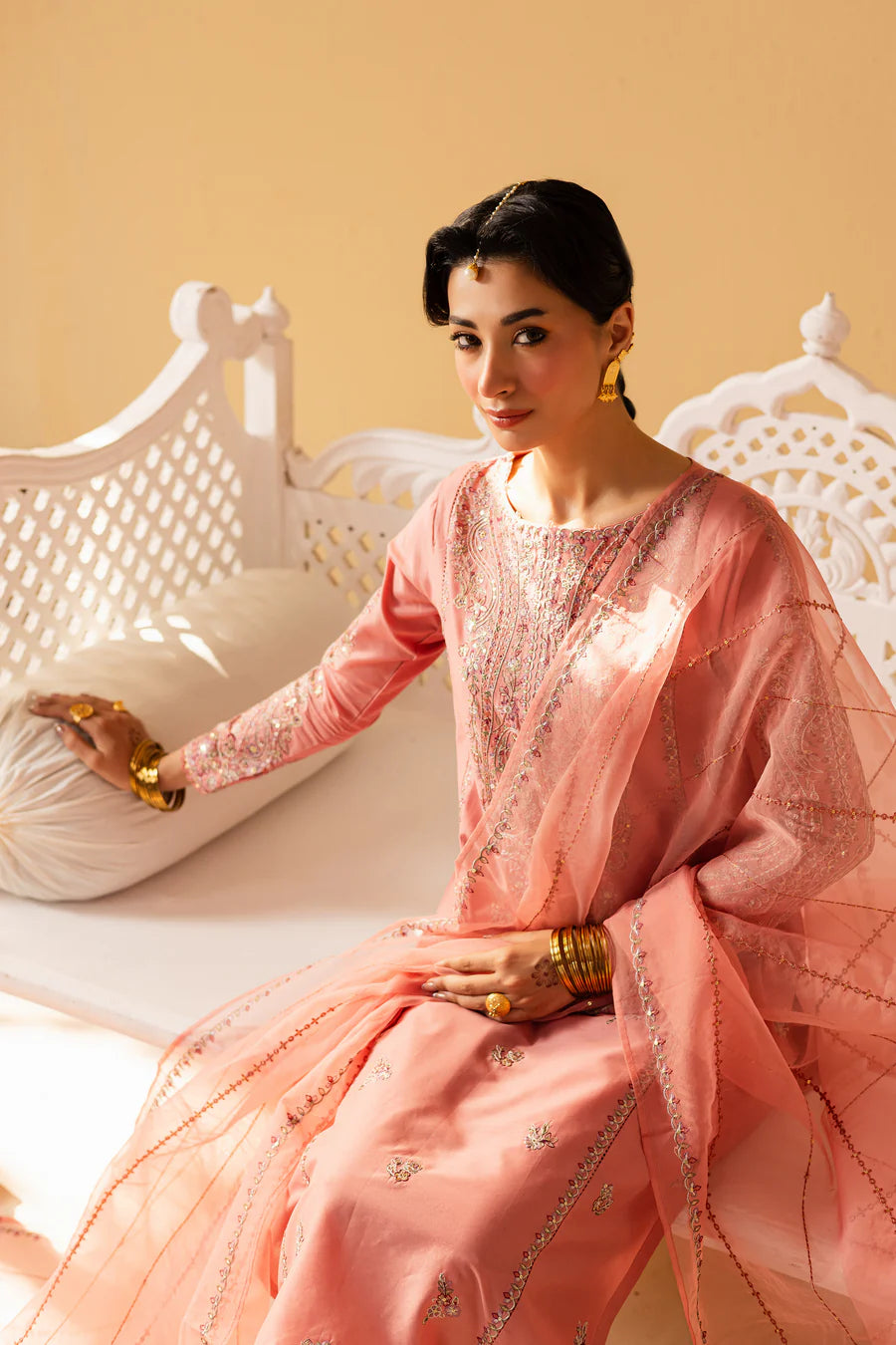 Pink Glam 3pc - Embroidered khaddar Pret