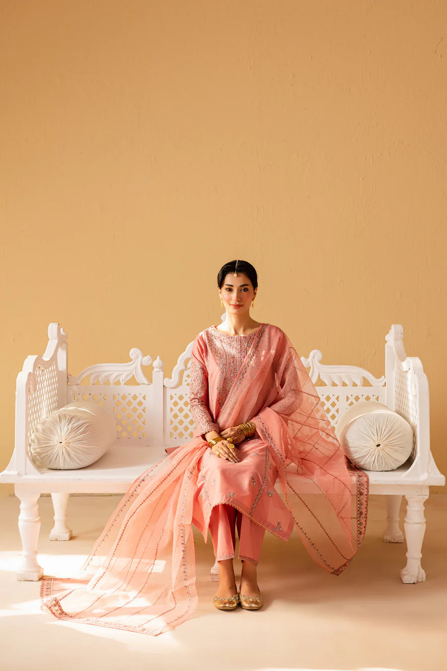 Pink Glam 3pc - Embroidered khaddar Pret