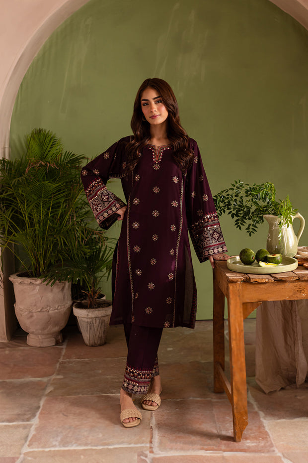 Imperial 2Pc - Embroidered Khaddar Dress