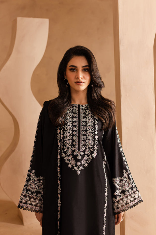 Black Pearl 3Pc - Embroidered Khaddar Dress