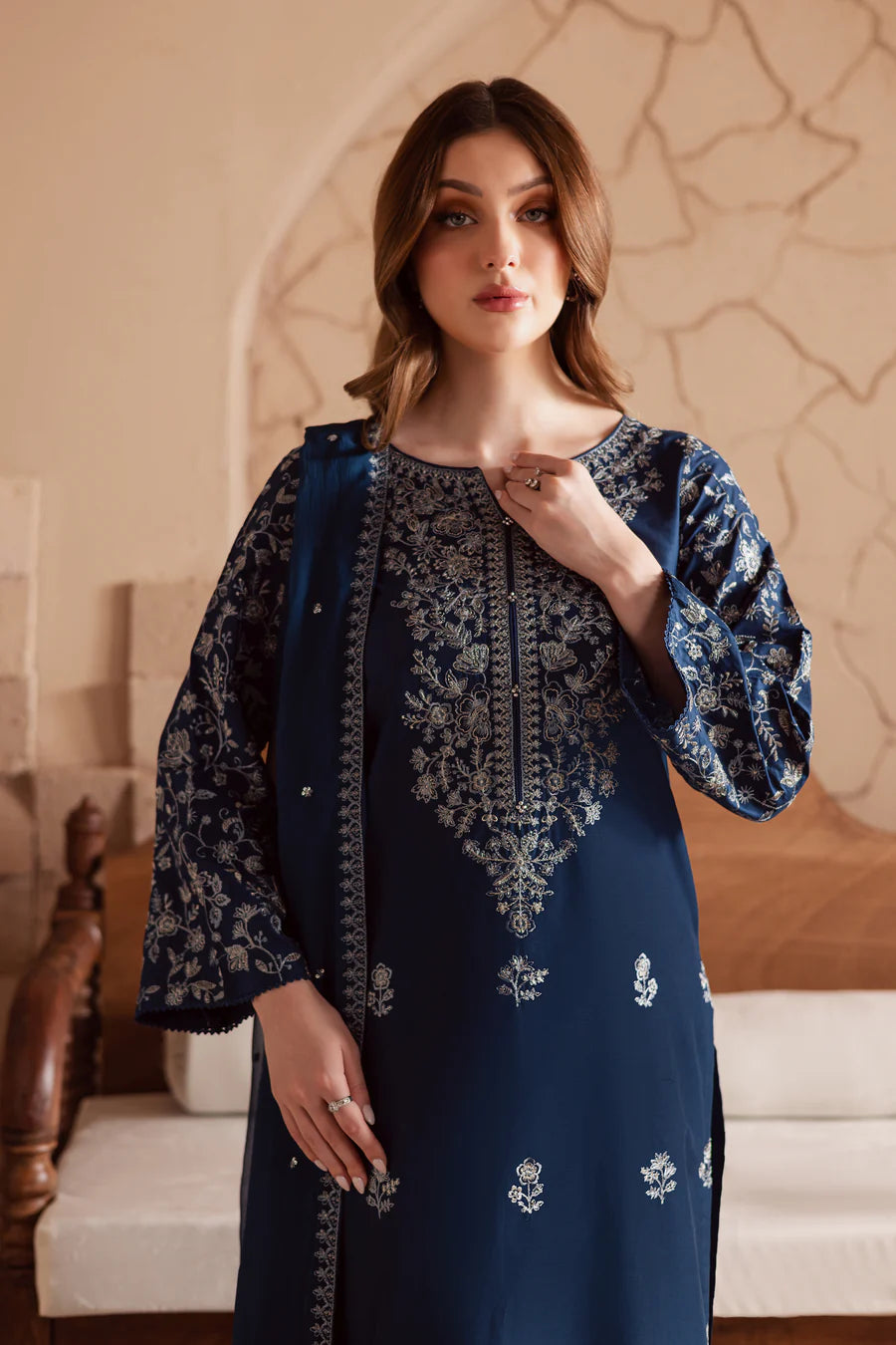 Mai tai 3Pc - Embroidered khaddar Dress