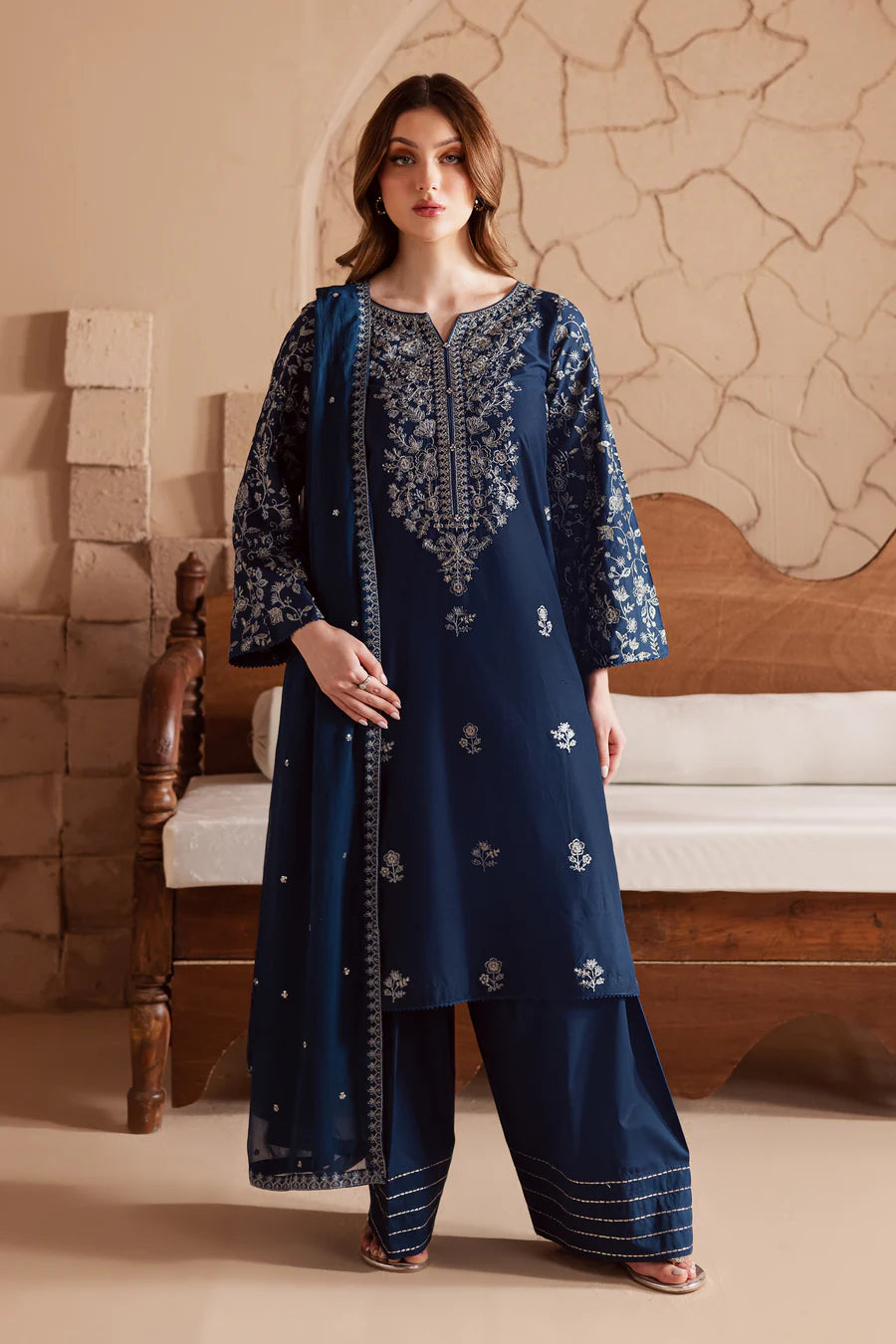 Mai tai 3Pc - Embroidered khaddar Dress