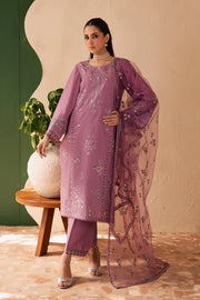 Lilac Glam 3Pc - Embroidered Solid Dress