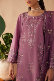Lilac Glam 3Pc - Embroidered Solid Dress