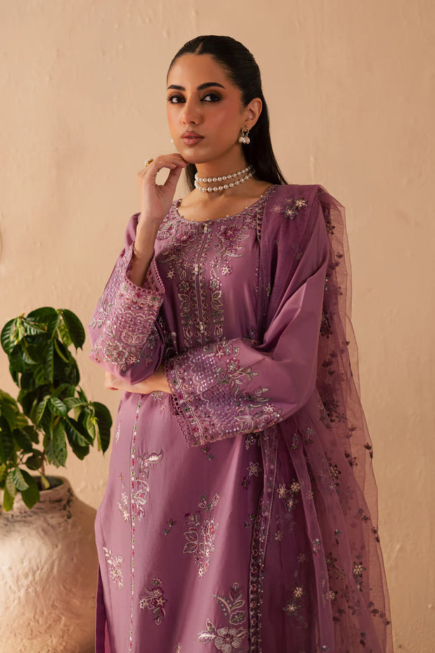 Lilac Glam 3Pc - Embroidered Solid Dress