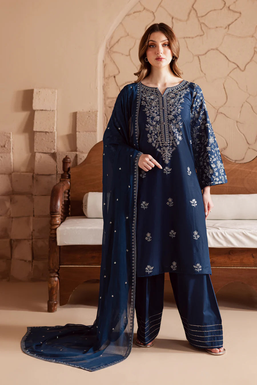 Mai tai 3Pc - Embroidered khaddar Dress