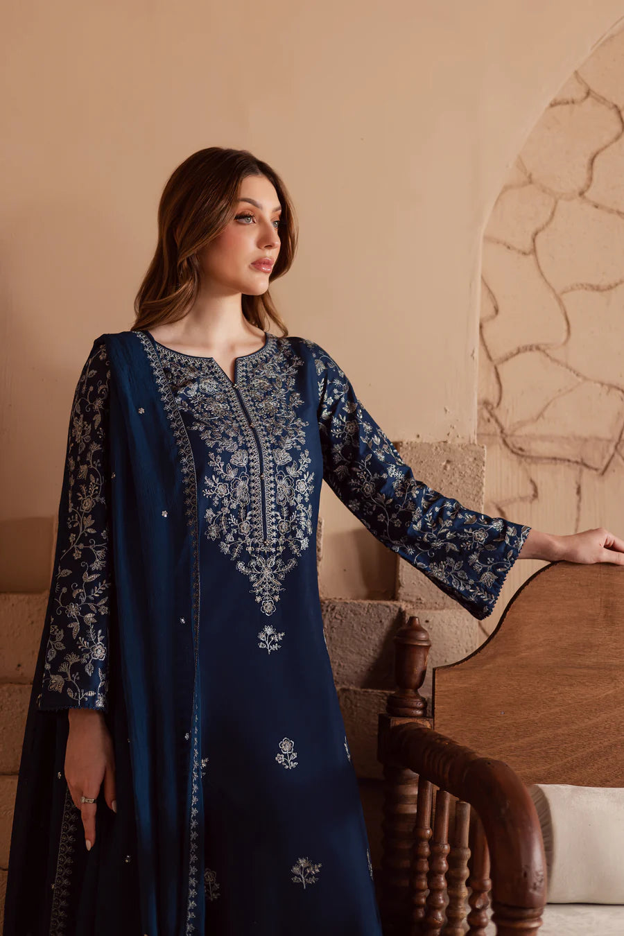 Mai tai 3Pc - Embroidered khaddar Dress
