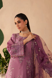 Lilac Glam 3Pc - Embroidered Solid Dress