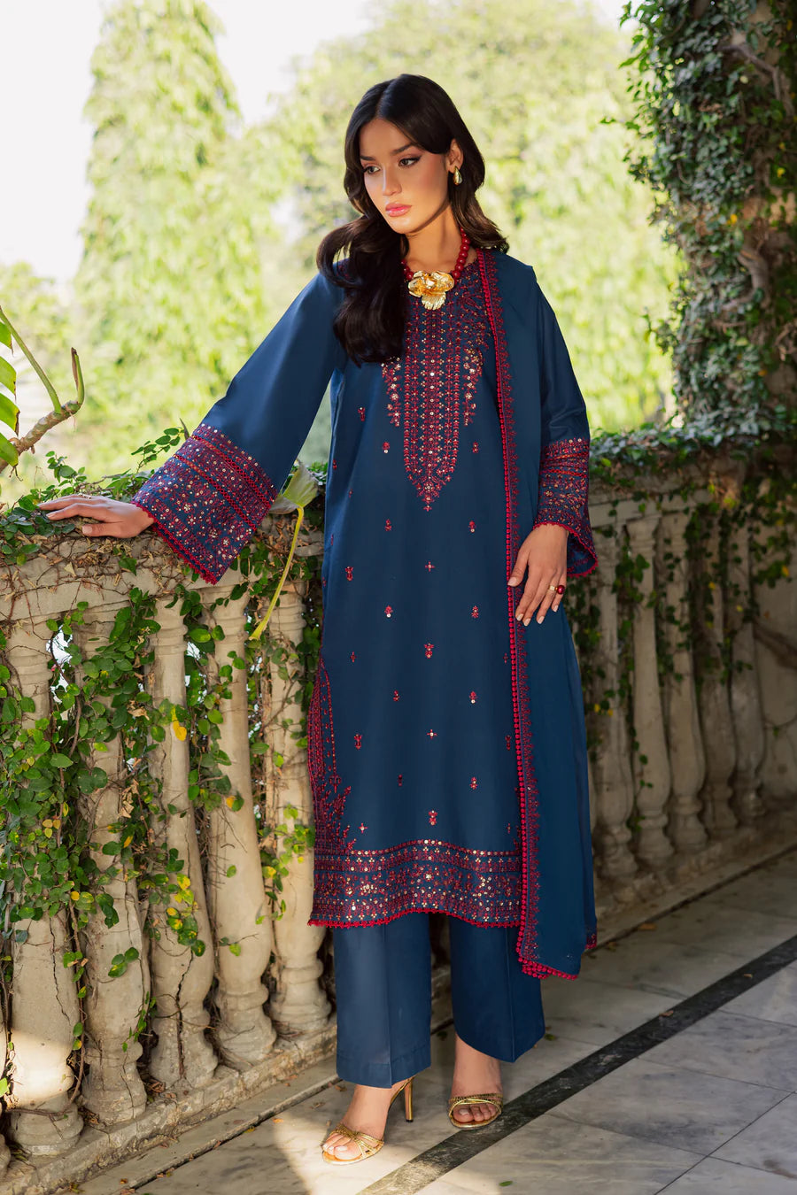 Aeina 3Pc - Embroidered Lawn Dress