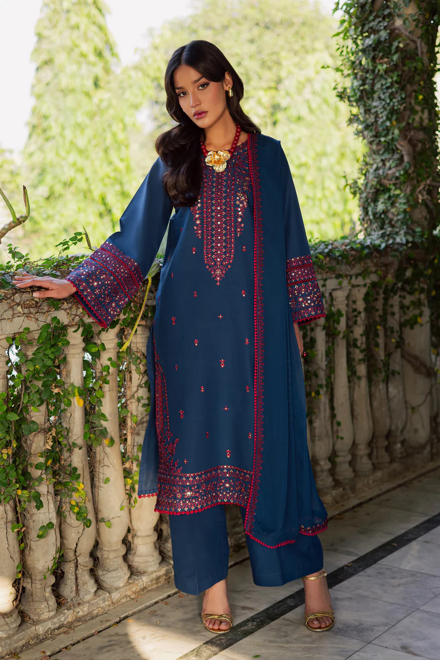 Aeina 3Pc - Embroidered Lawn Dress
