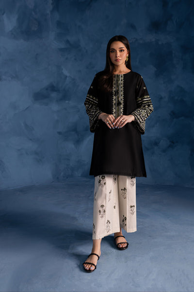 Black Block 2Pc - Embroidered Khaddar Dress