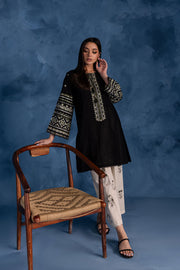 Black Block 2Pc - Embroidered Khaddar Dress