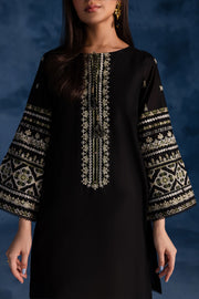 Black Block 2Pc - Embroidered Khaddar Dress