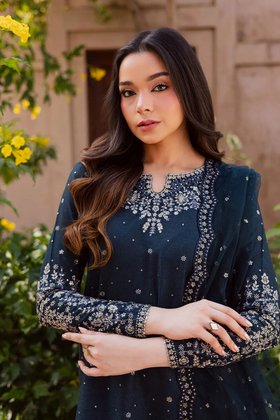 Berry Blue 3Pc - Embroidered Lawn Dress