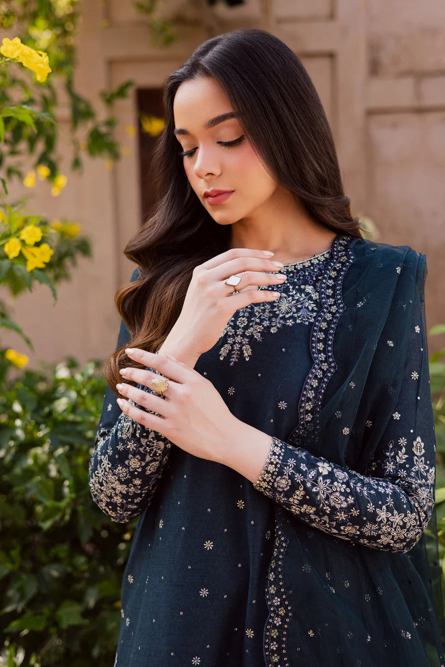 Berry Blue 3Pc - Embroidered Lawn Dress