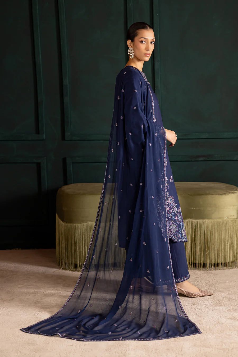 Dusky 3Pc - Embroidered Lawn Dress