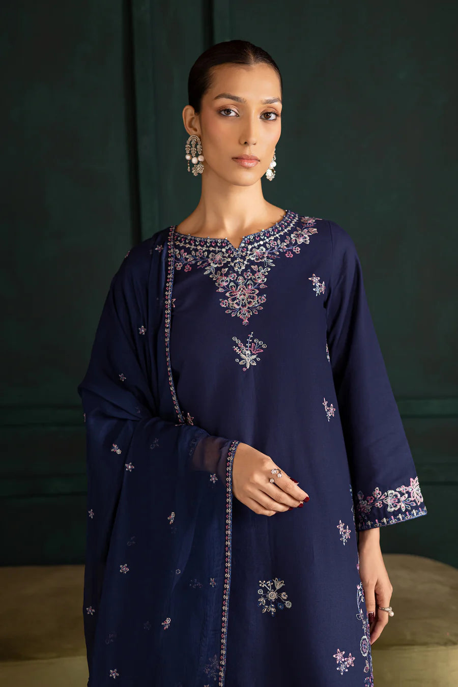 Dusky 3Pc - Embroidered Lawn Dress