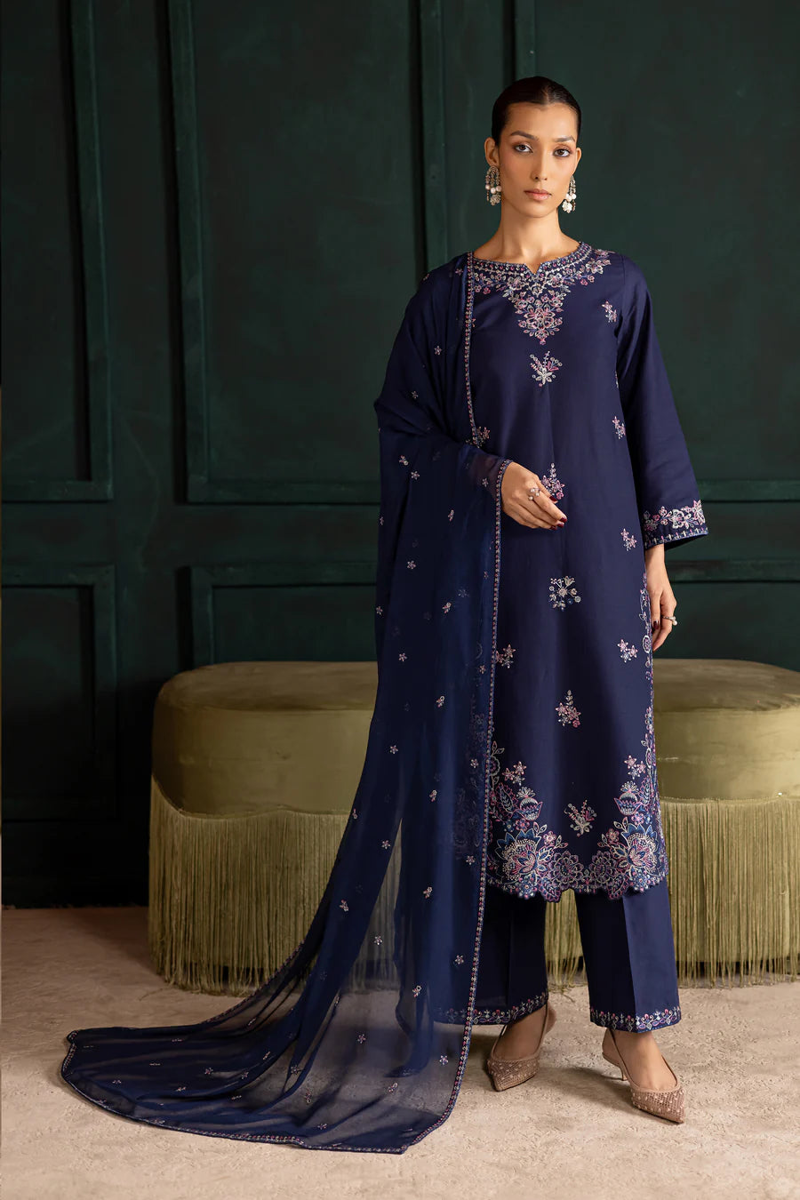 Dusky 3Pc - Embroidered Lawn Dress