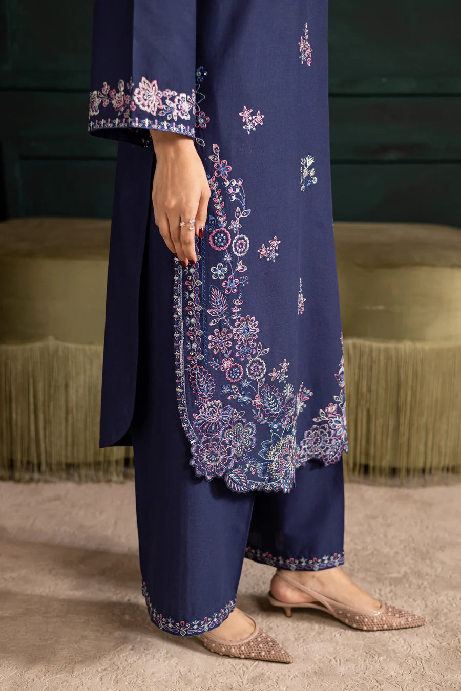 Dusky 3Pc - Embroidered Lawn Dress