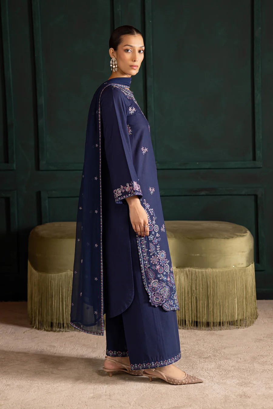 Dusky 3Pc - Embroidered Lawn Dress