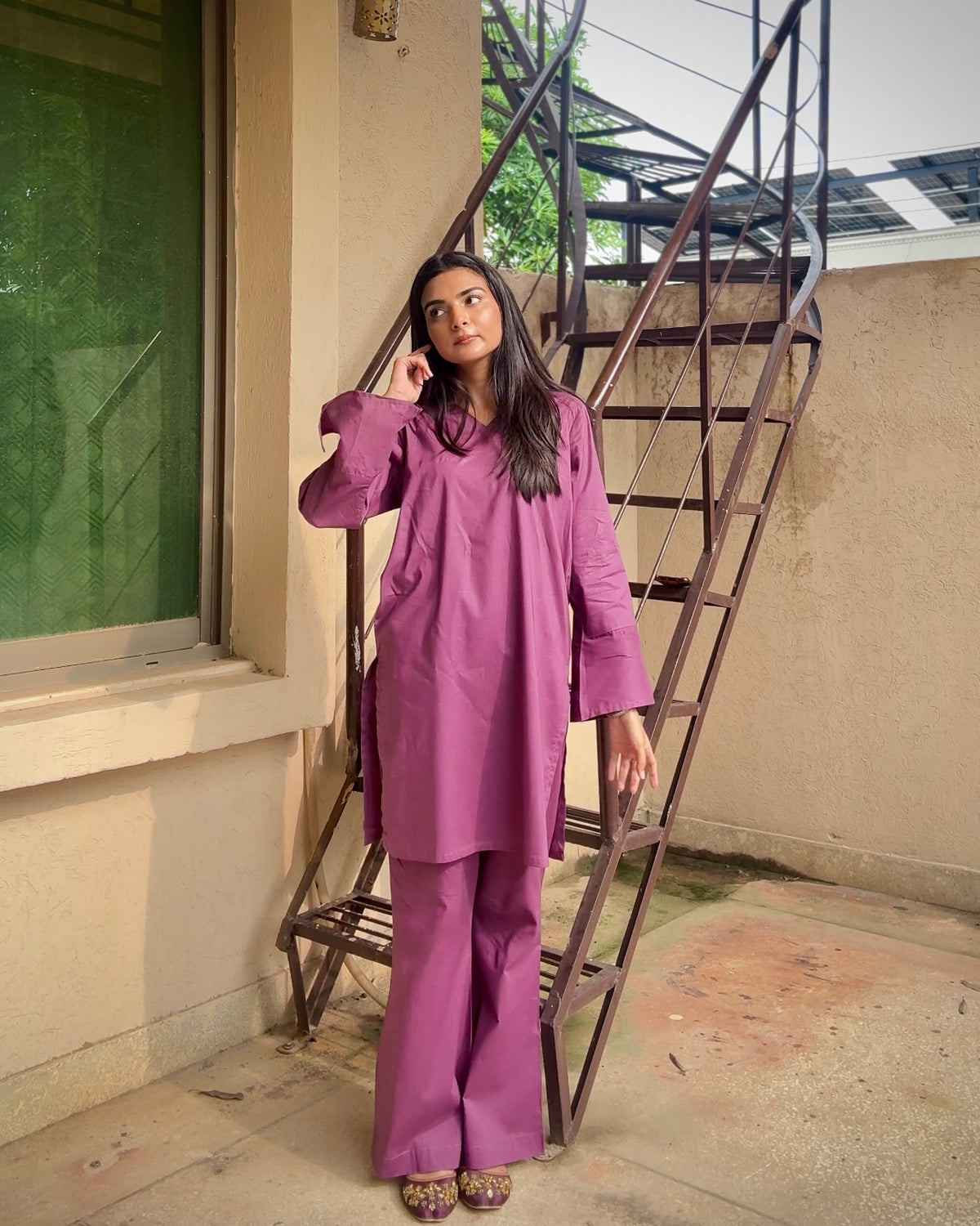 Lilac luna  2pc Soild dress