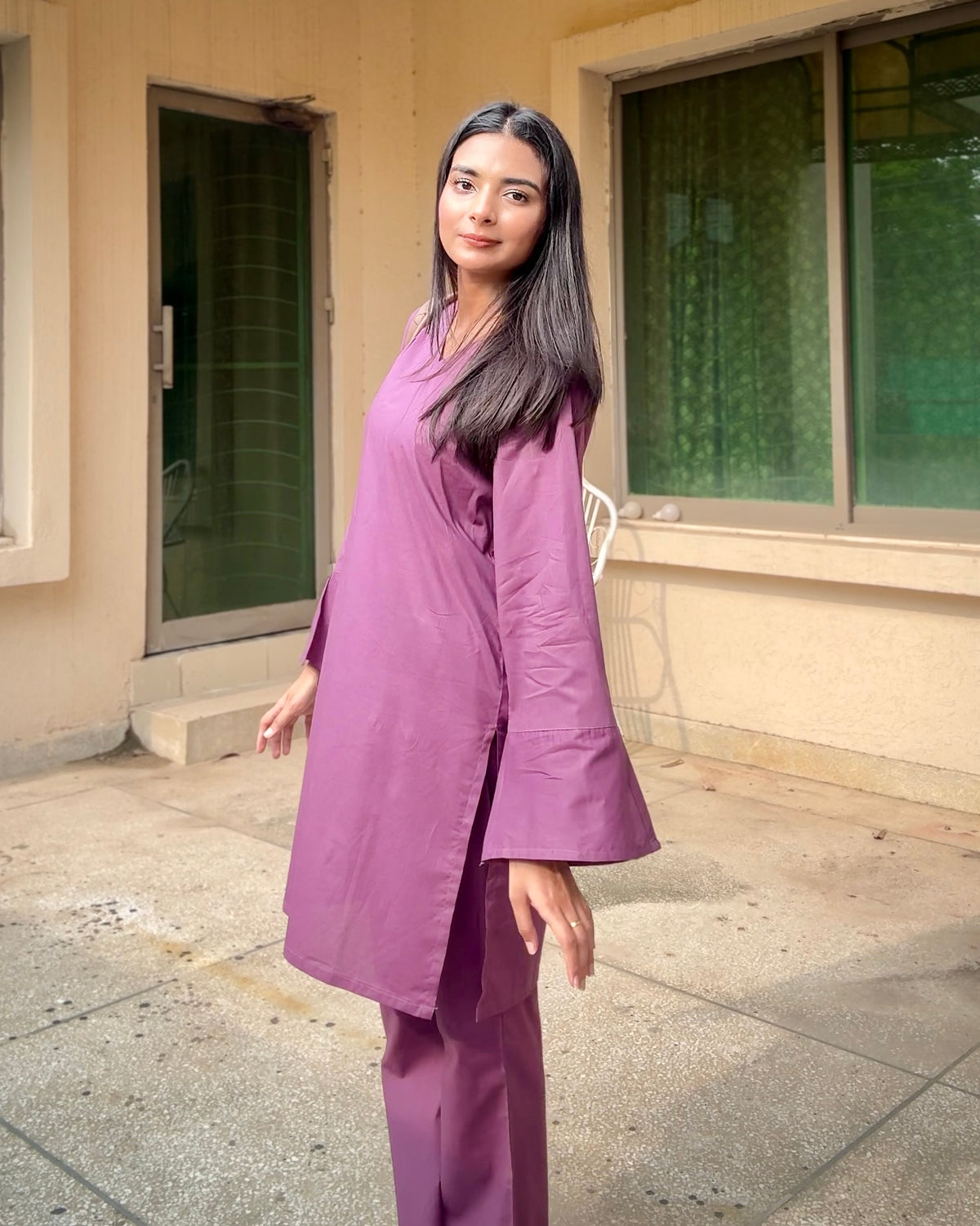 Lilac luna  2pc Soild dress